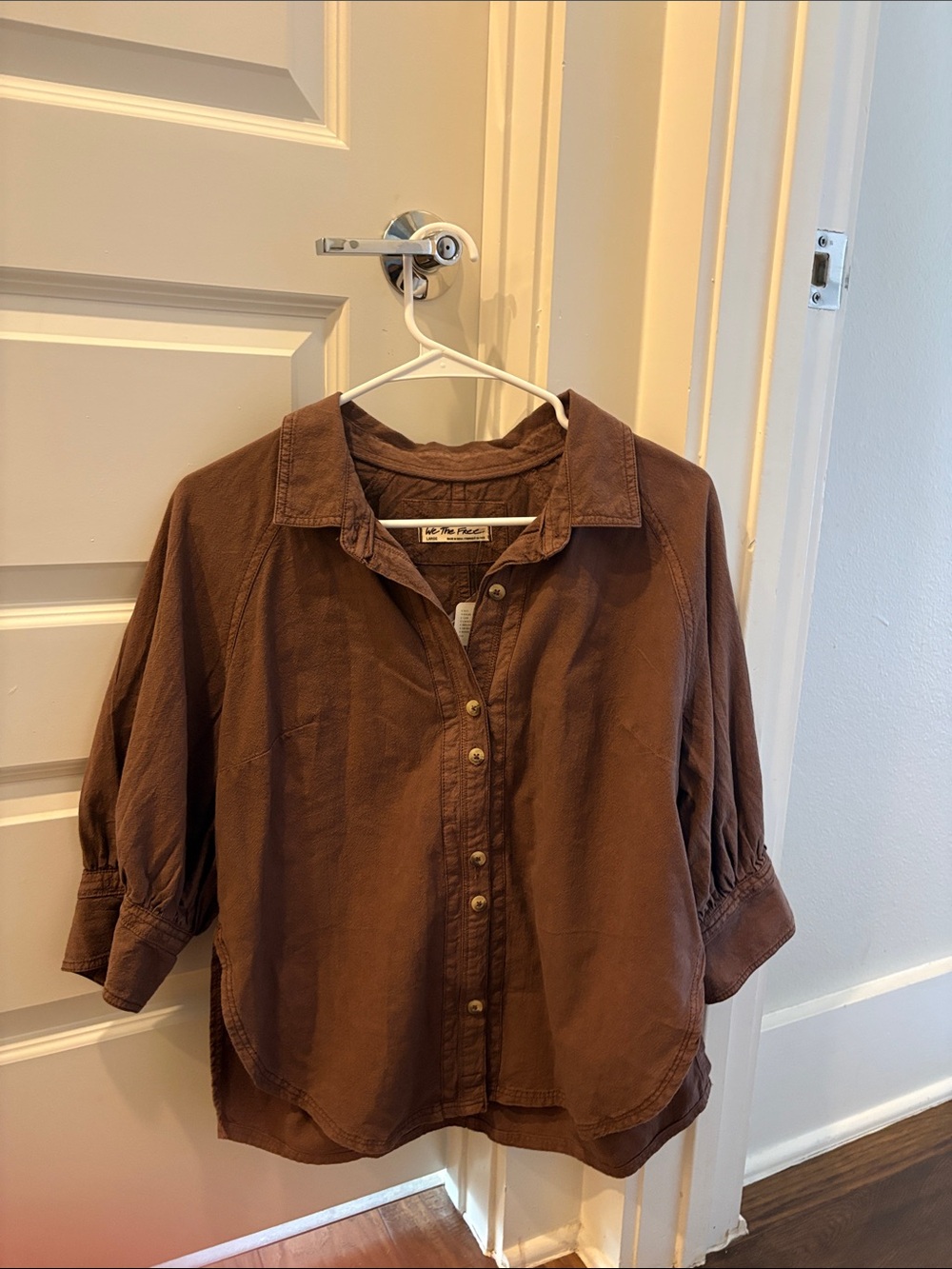 Free People Chocolate Brown Button-Front Shirt